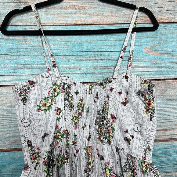 Hell Bunny Floral Skeleton Punk Sundress Size Large - Picture 7 of 9